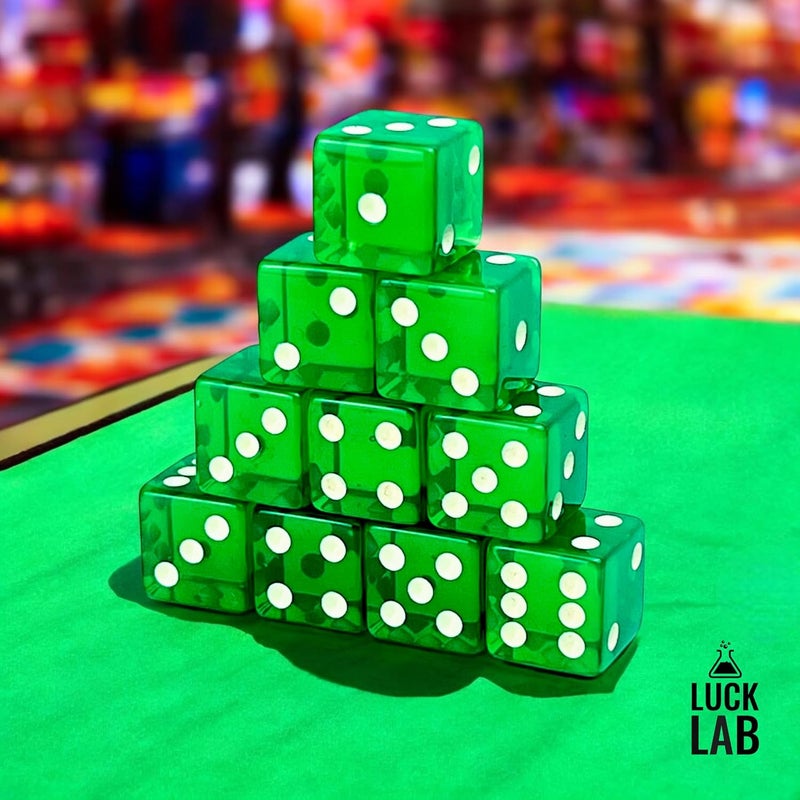 Luck Lab 10 Piece 19 mm Dice Pack - Acrylic Translucent D6, Square w/Rounded Edge for Casino, Craps, RPG MTG DND Dice Table Games and Board Games (Green) - Image 2